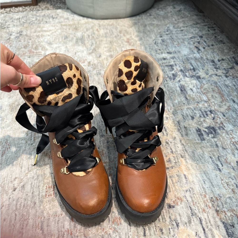 Steve Madden Brown and Black Lace Up Boots